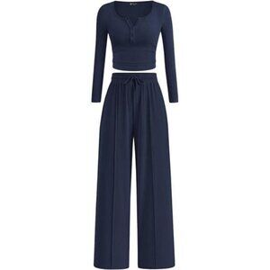 Women's Trendy 2 Piece Outfits Lounge Sets Blue